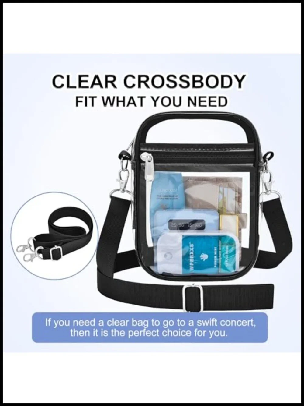 Clear Purse for Women Stadium Approved Hobo Shoulder Bag PVC Water-Resistant